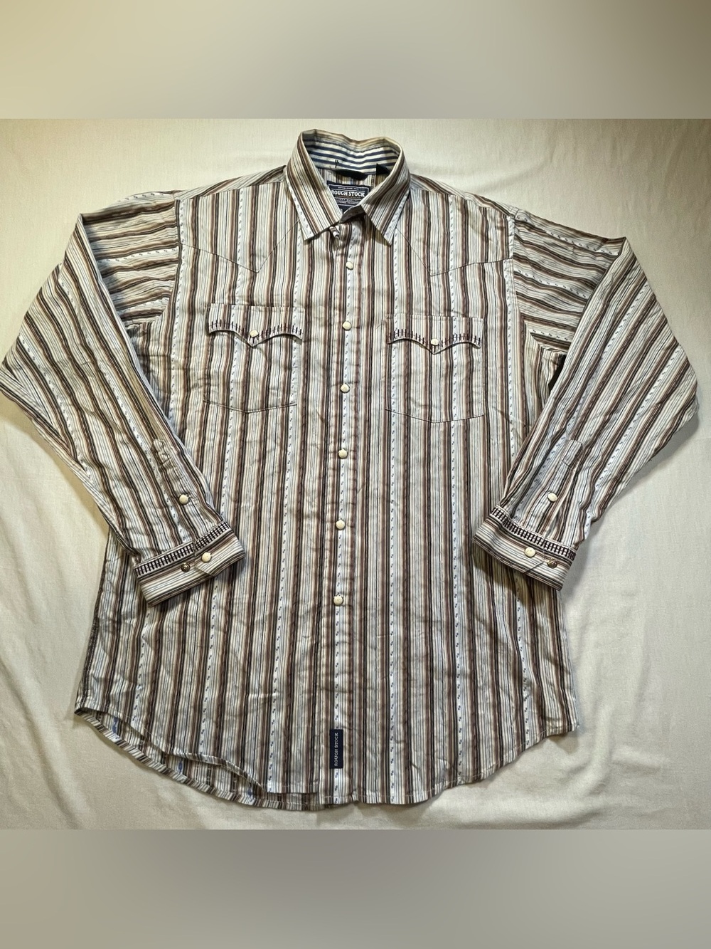 Panhandle Rough Stock Pearl Snap Shirt Mens M Stripe Western Retro Rodeo Cowboy